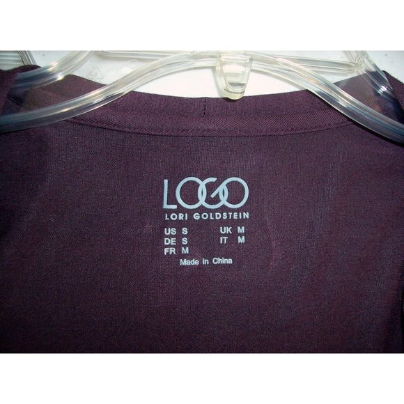 Logo by Lori Goldstein Long Cardigan S Burgundy Sleeveless Floral Chiffon Trim - Picture 9 of 12